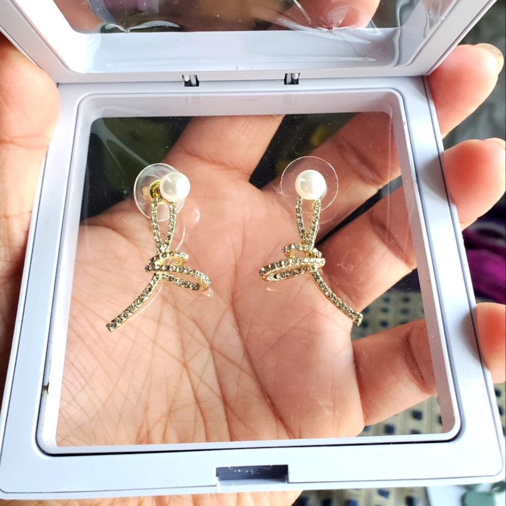 Silver & Pearl Knot Dangle Earrings
